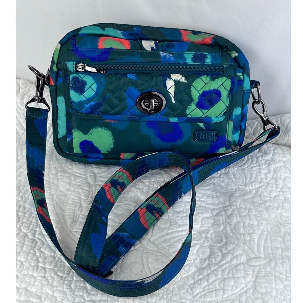 Lug Women's Blue Cross Body Travel Vacation Wallet Purse with Adjustable Strap